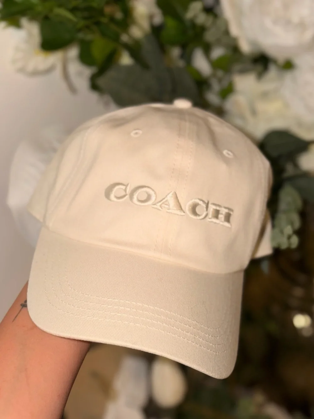 Coach White Baseball Cap with Embroidered Logo